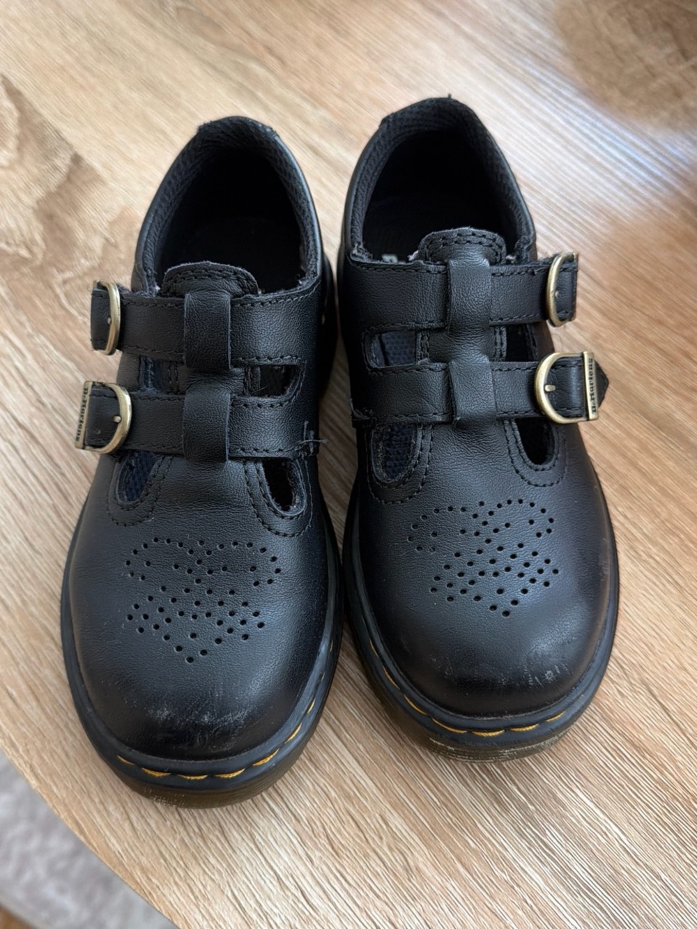 Dr. Martens Black Leather Double-Buckle Mary Jane Shoes for Kids size 10C - Picture 3 of 6
